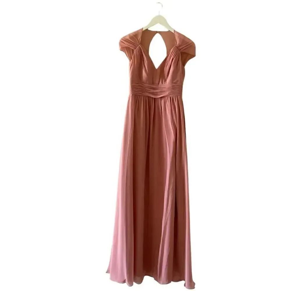 Jenny Packham Dessert Rose Cap Sleeve Chiffon Bridesmaid Dress Sz 4 #1653